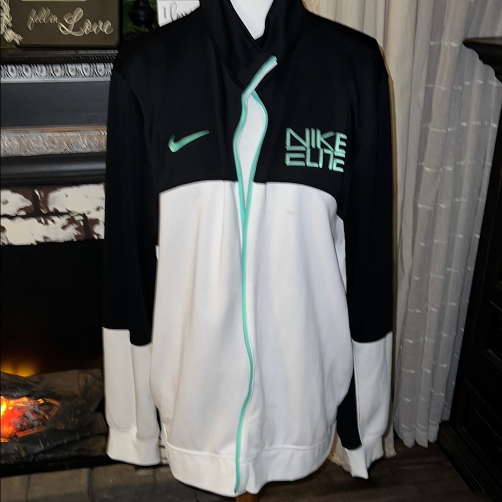 Nike Black and White Windbreaker with Teal Accents